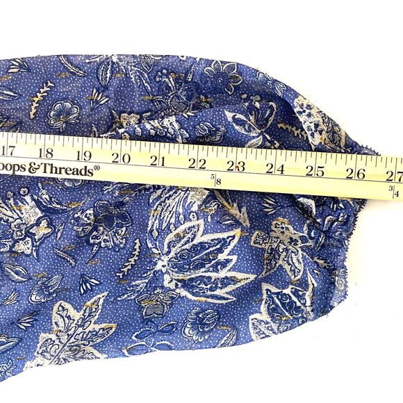 NWT Lane Bryant Blue Paisley Lurex Ruffle V Neck Chiffon Plus Blouse Lined 22/24 - Picture 7 of 12